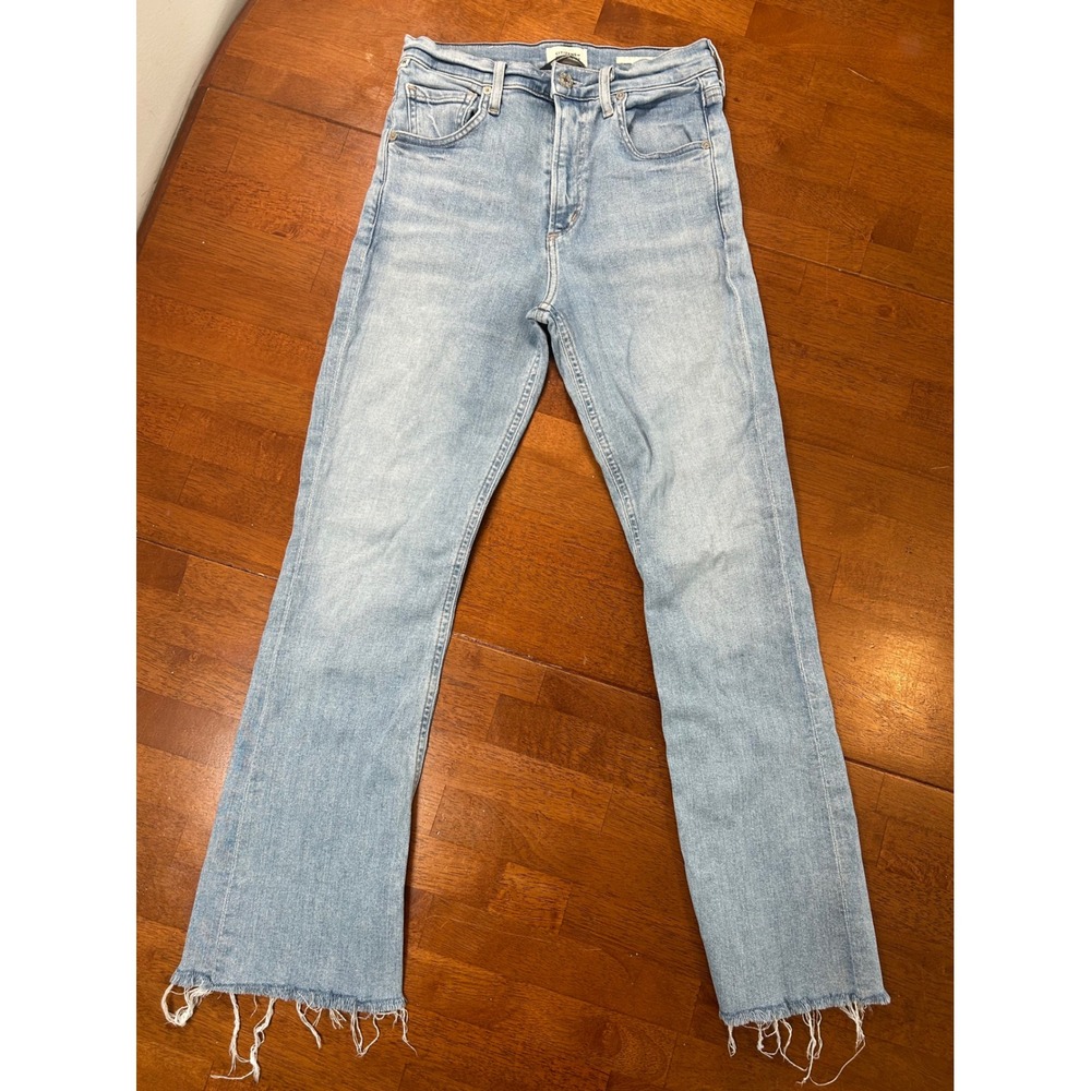 Citizens of Humanity Isola Jeans Womens Light Blue High Rise Straight Raw Hem
